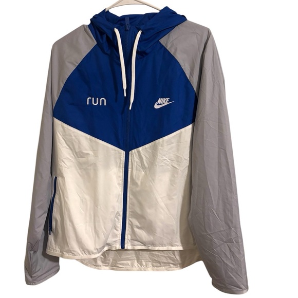 Nike Windbreaker Blue & Grey Athletic - Picture 1 of 3